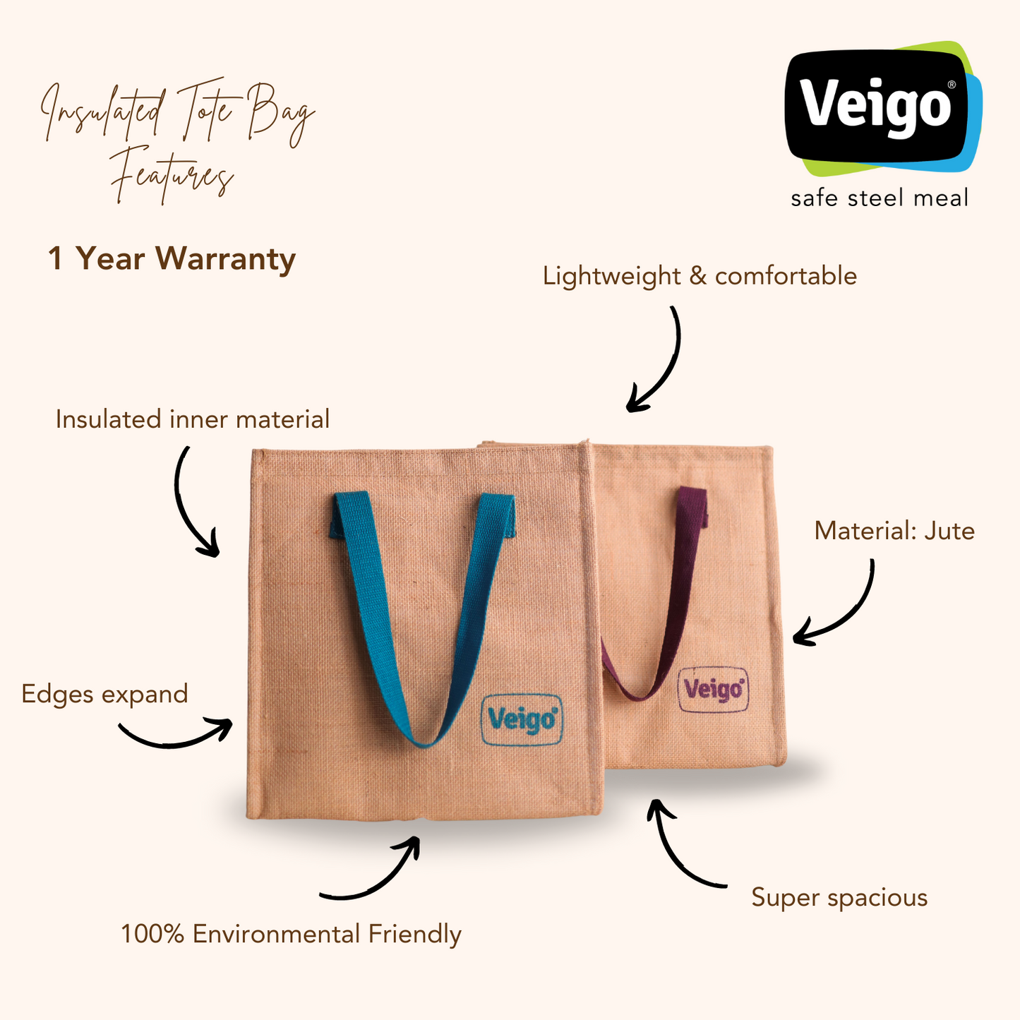 Veigo Insulated Lunch Bag Tote