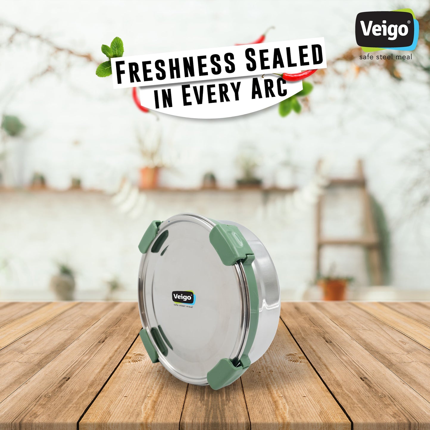 Veigo Maxosteel Round Storage Dabba