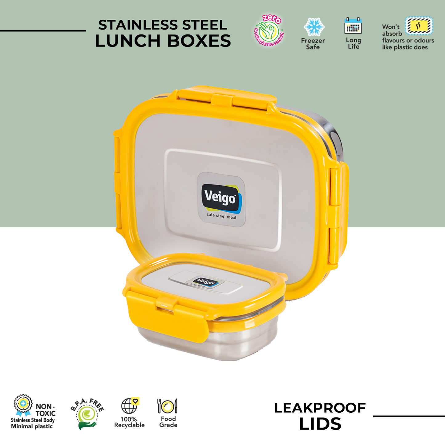 Veigo Large Steel lunchbox w/ Small Veg Box