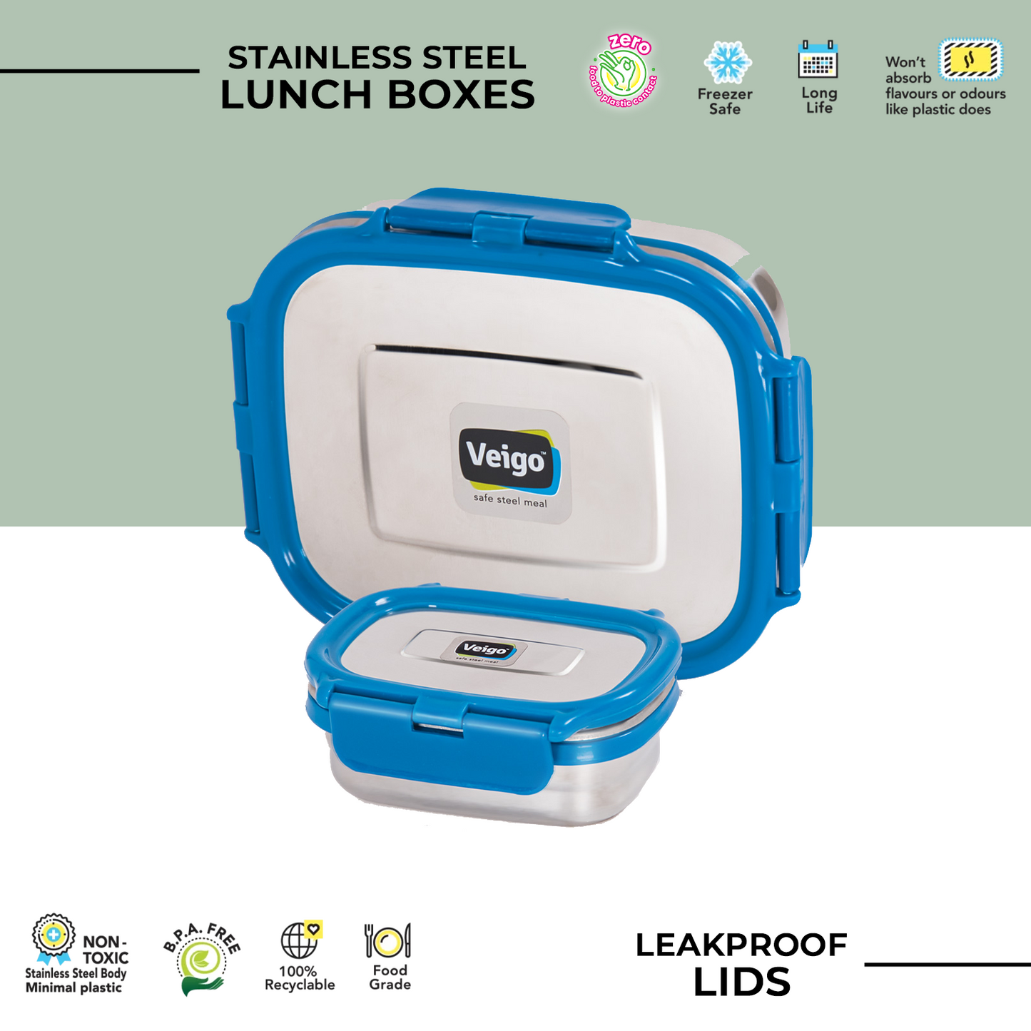 Veigo Large Steel lunchbox w/ Small Veg Box