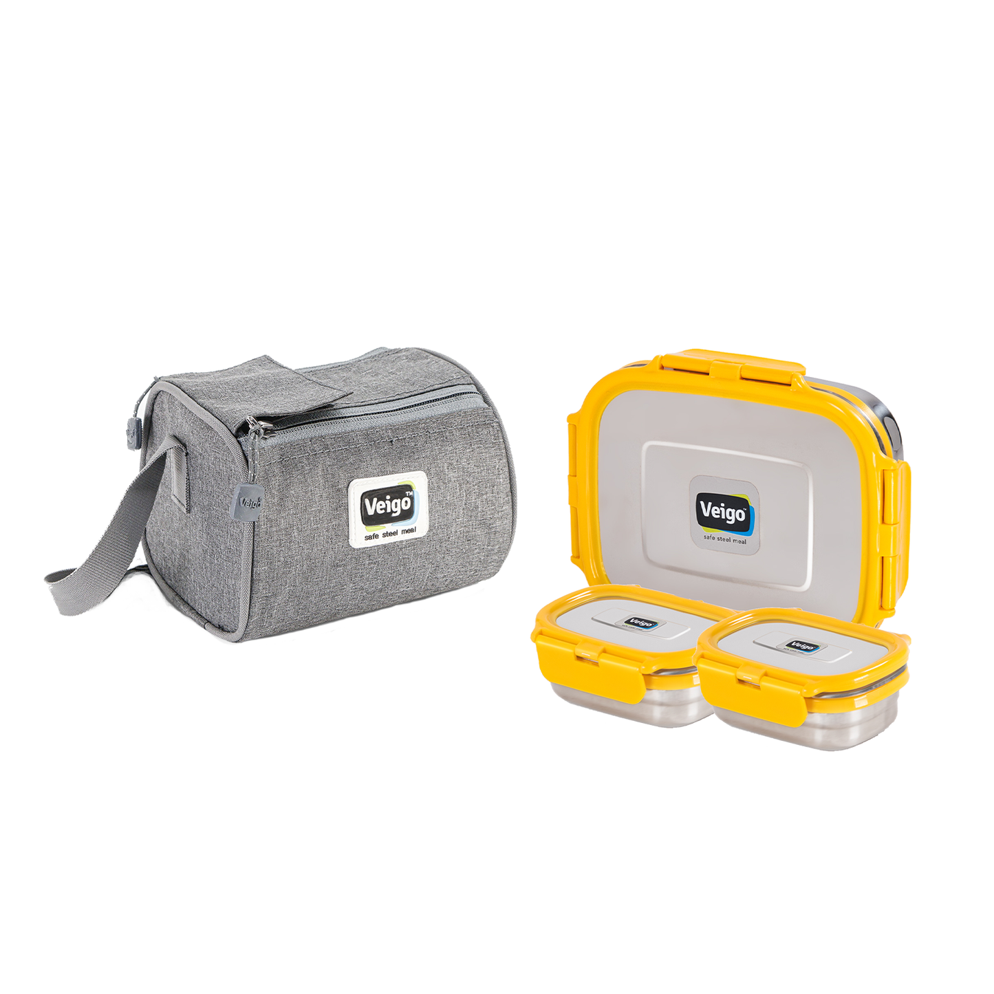 Veigo Daftar- Set of 3 Lunch Boxes in Lunch Bag