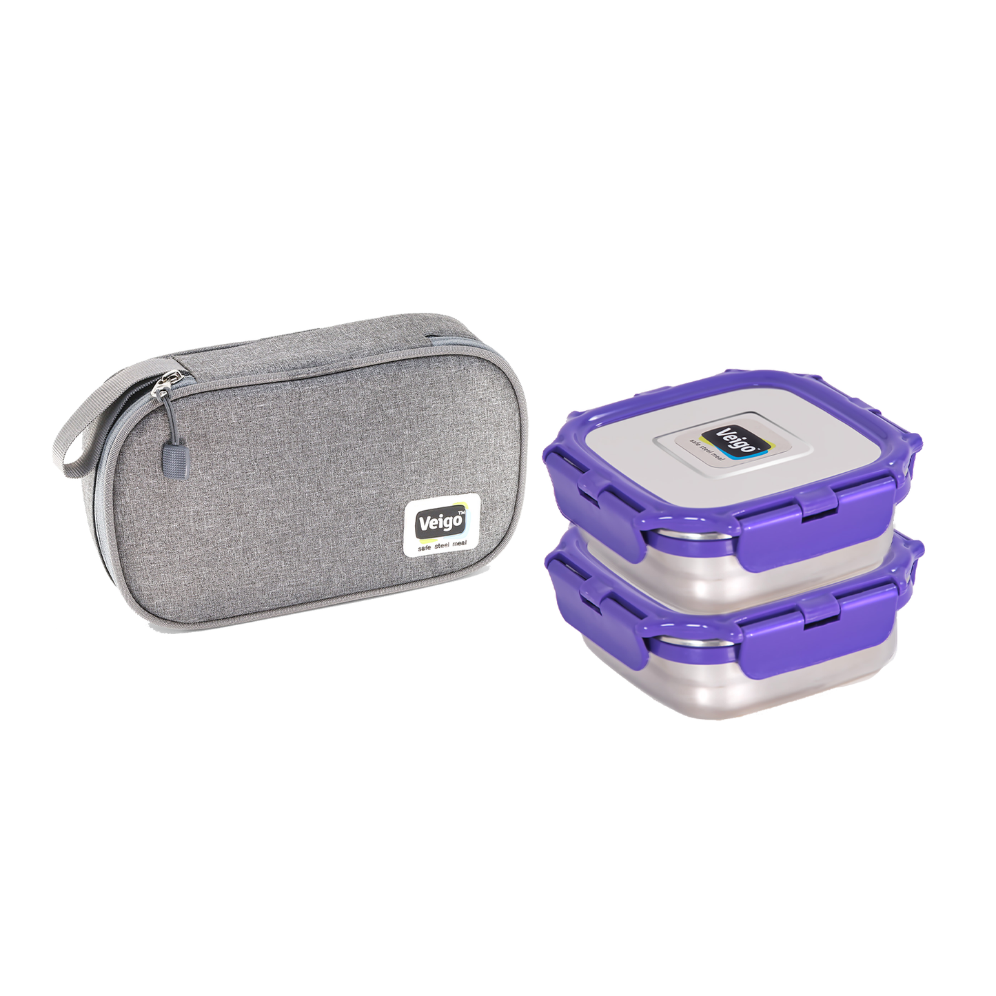 Veigo Daily- Set of 2 Lunch Boxes in a flat pouch