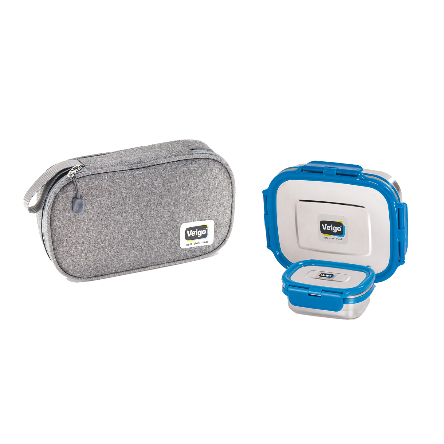 Veigo On The Go - Set of 2 Lunch Boxes in a Flat Pouch