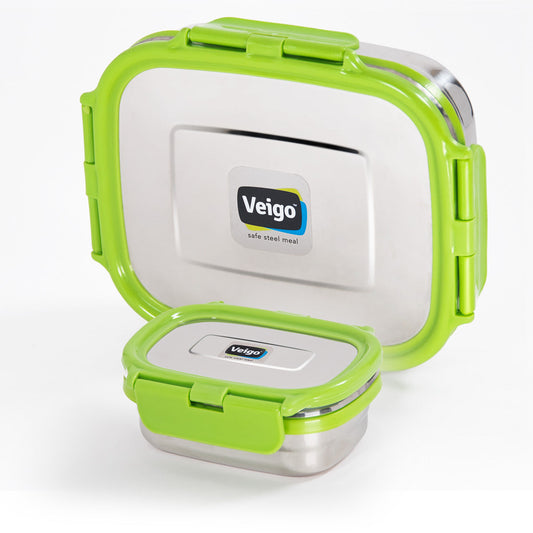 Veigo Large Steel lunchbox w/ Small Veg Box