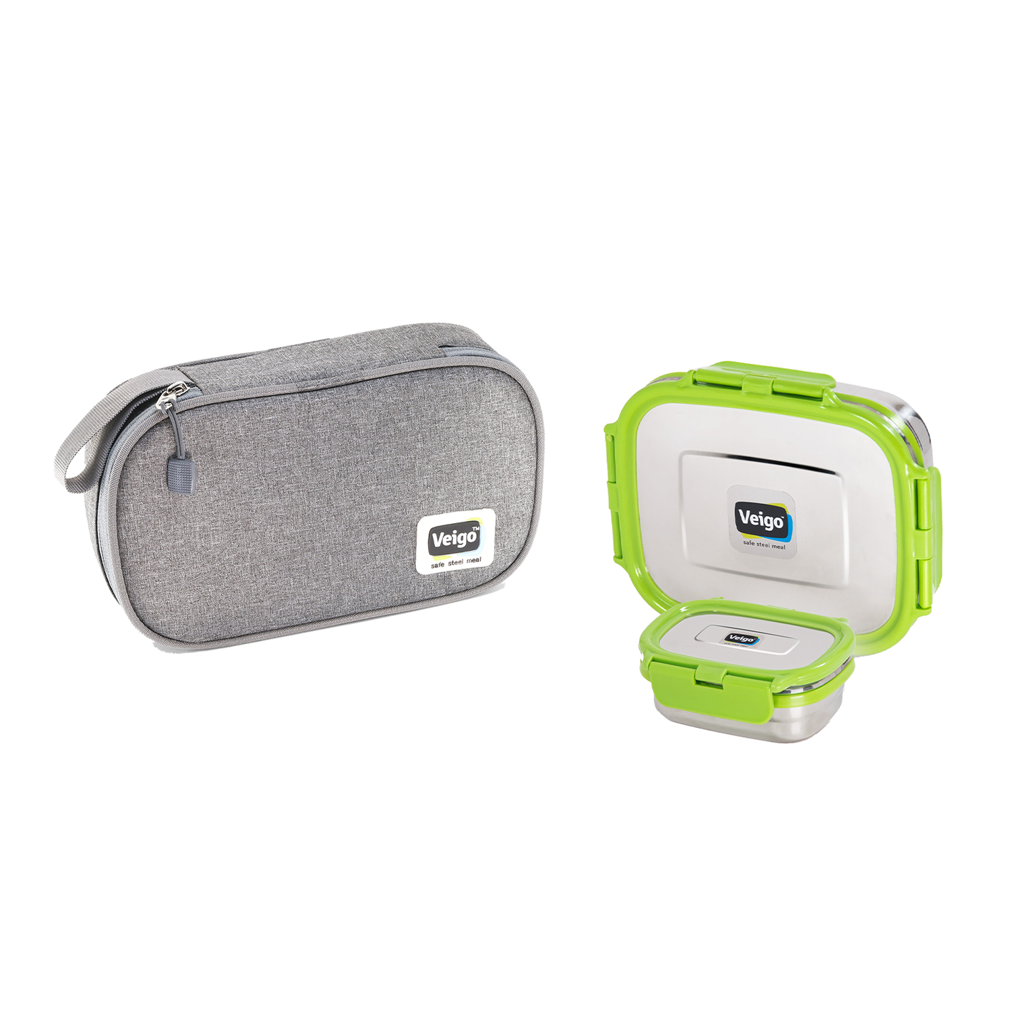 Veigo On The Go - Set of 2 Lunch Boxes in a Flat Pouch