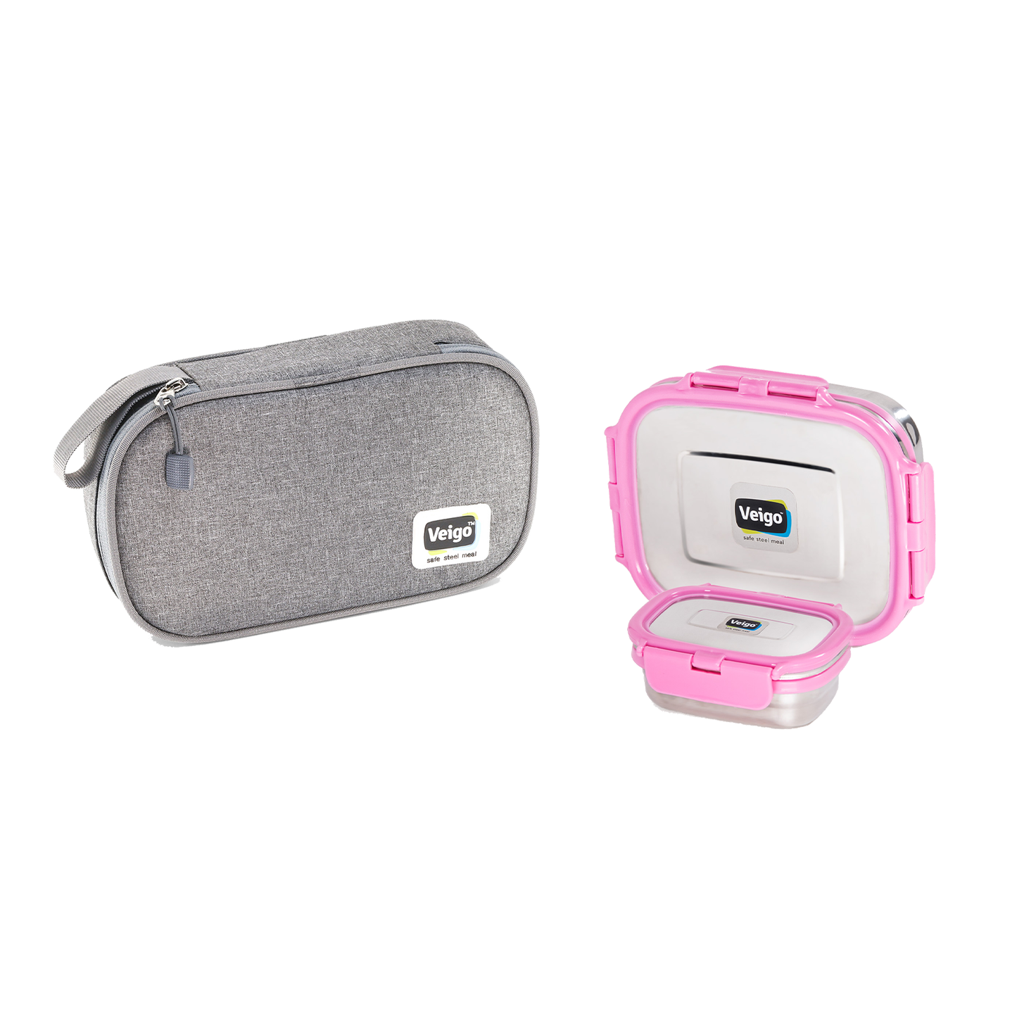 Veigo On The Go - Set of 2 Lunch Boxes in a Flat Pouch