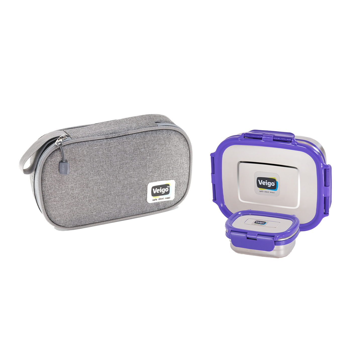 Veigo On The Go - Set of 2 Lunch Boxes in a Flat Pouch