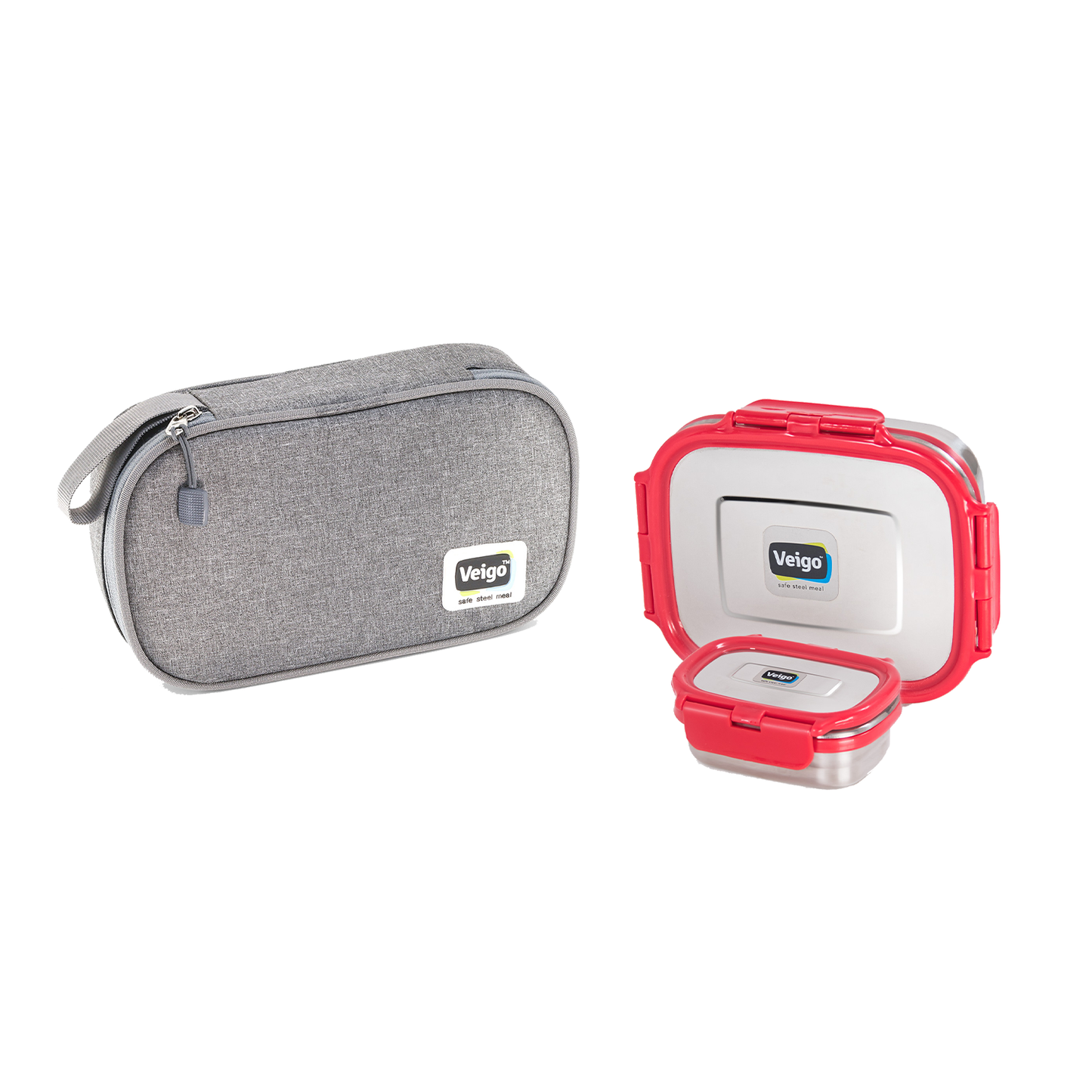 Veigo On The Go - Set of 2 Lunch Boxes in a Flat Pouch