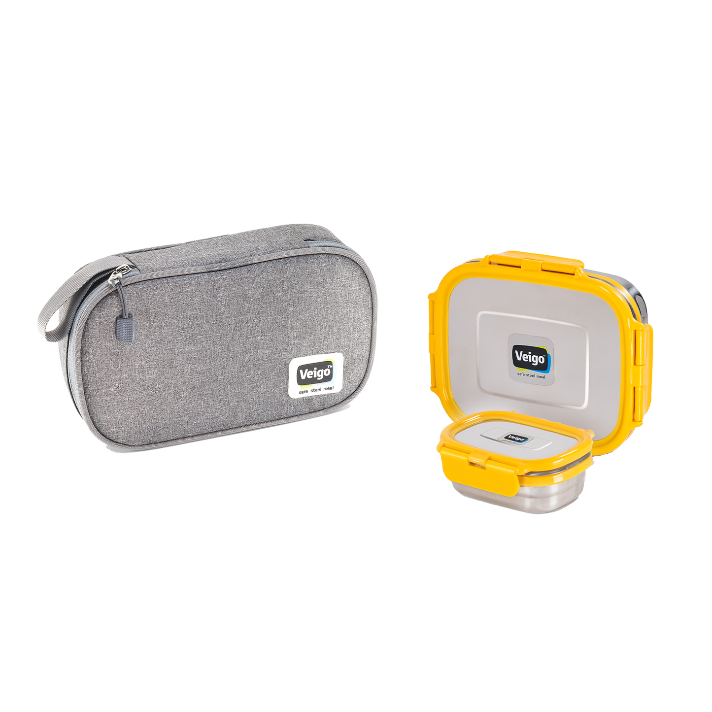 Veigo On The Go - Set of 2 Lunch Boxes in a Flat Pouch