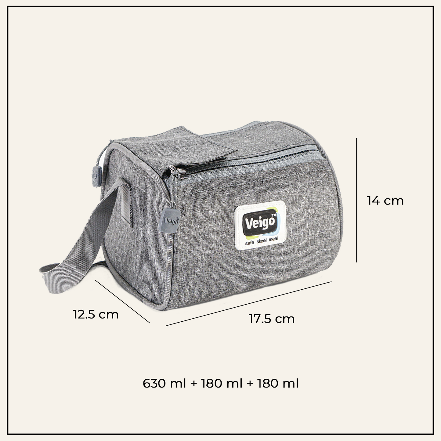 Veigo Daftar- Set of 3 Lunch Boxes in Lunch Bag