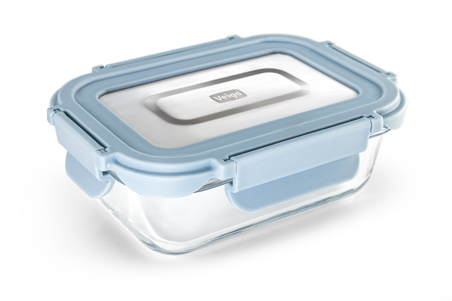 Veigo Pure and Sure series | Rectangle | Borosilicate Glass Container with Stainless Steel Lid